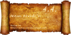Anton Alvián névjegykártya